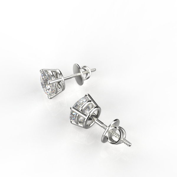 Avarta Sterling Silver 1 Carat Each Solitaire Stud Earrings With White Gold Polish - Image 3